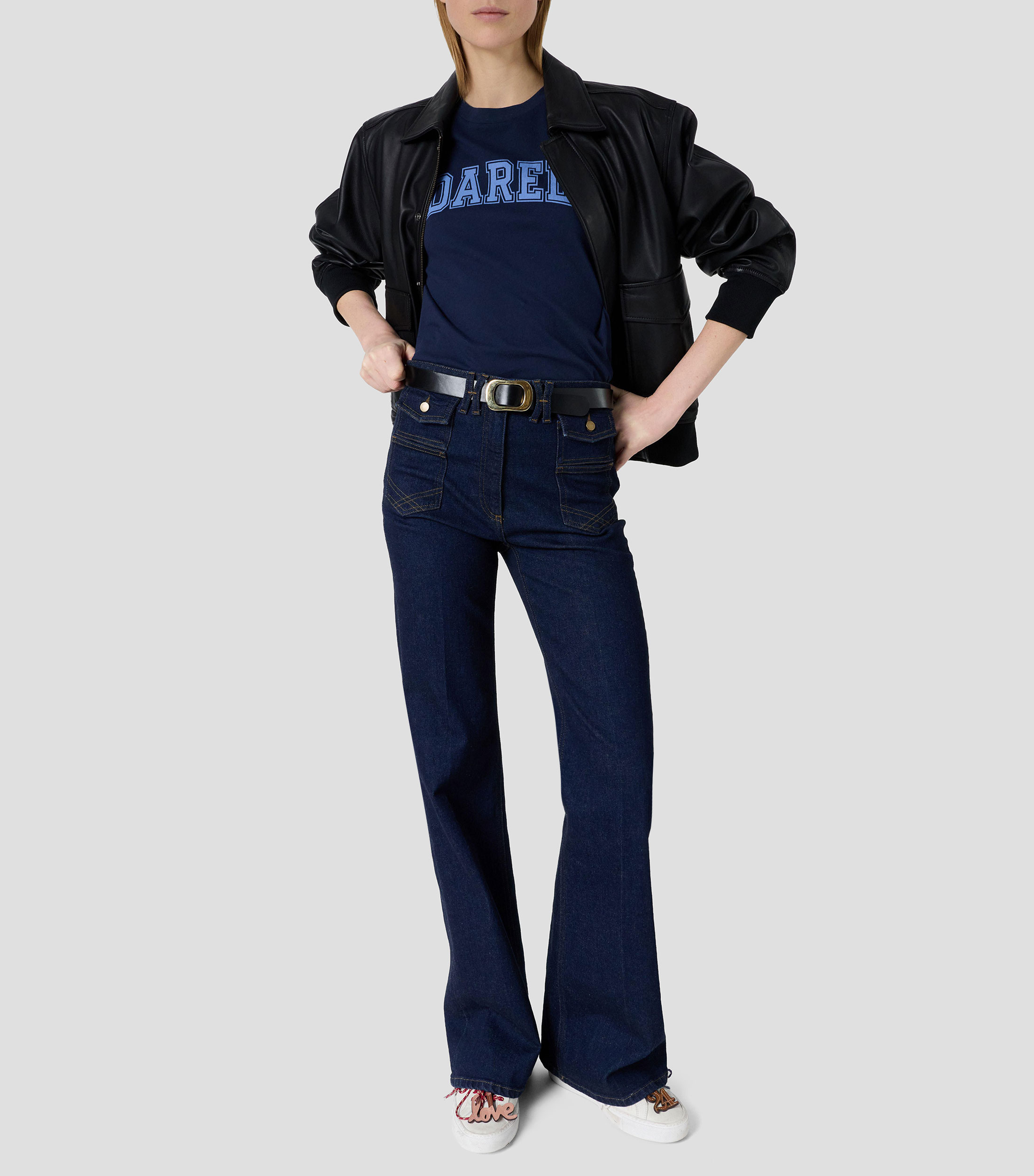 Playera cuello redondo manga corta estampada Mujer